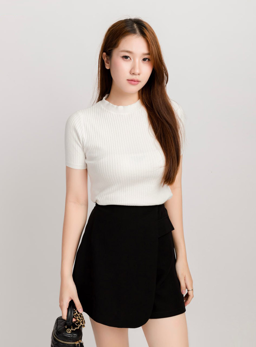 Áo Len Tay Ngắn Nữ Cổ Tròn